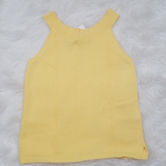 Jeanne Pierre knitted yellow V neck Vest.  Size S - Picture 8 of 9